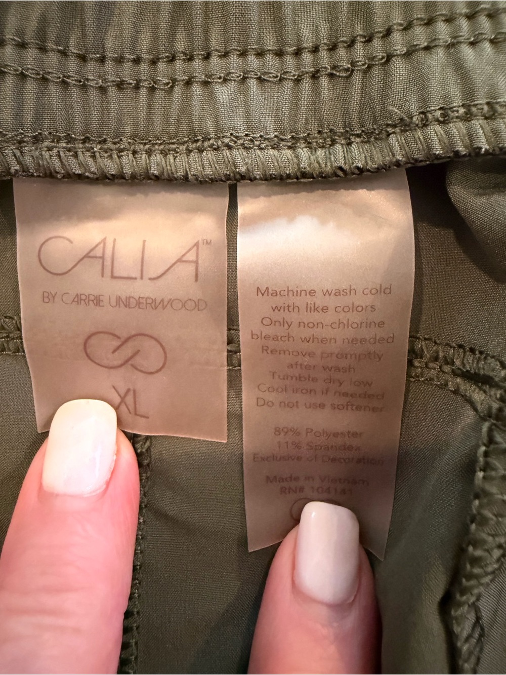 CALIA by Carrie Underwood Olive Green Athletic Drawstring Shorts - Picture 3 of 4